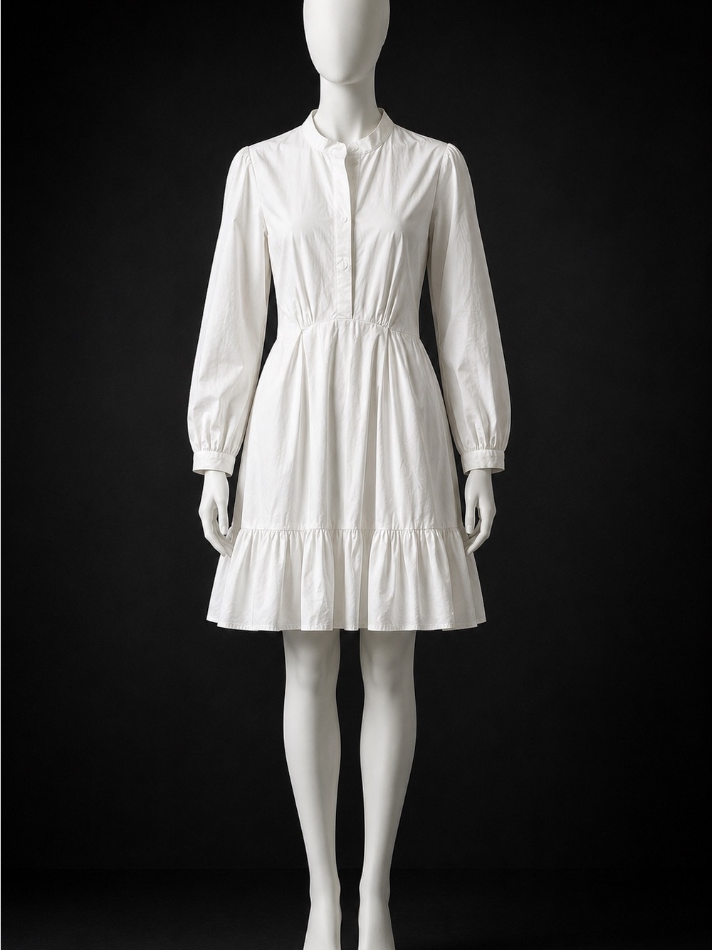 The Kooples White Long-Sleeve Tiered Shirt Dress
